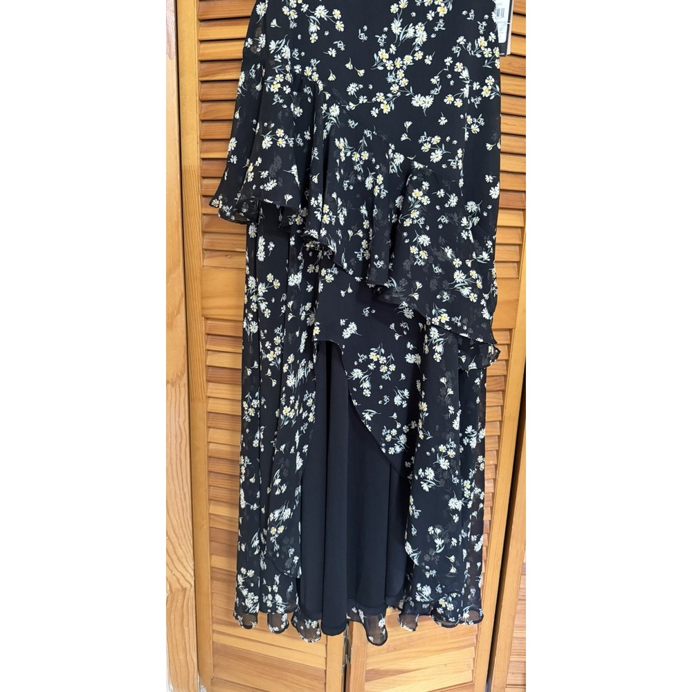 Karl Lagerfeld Women's Floral Sleeveless Ruffle Maxi Dress Black Floral NWT Sz 0 - Picture 2 of 8